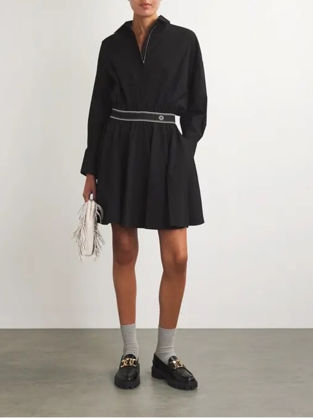 $385 MAJE size 36 S Ratia Cotton Shirt Dress Fit Flare Mini w/ pockets